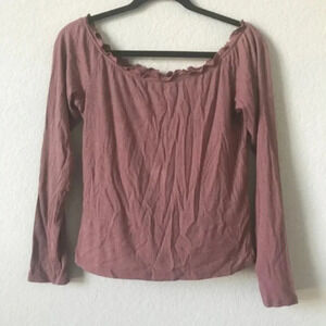 Aeropostale Mauve Pink Crop Ruffle Shirt